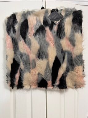 NWT Decorative Pillow Cover 20x20 Faux Fur Multicolor- Pink, Gray, Black, Cream